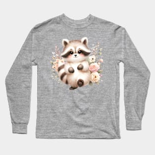 Funny Baby Raccoon Boho Babies A Watercolor Celebration Long Sleeve T-Shirt